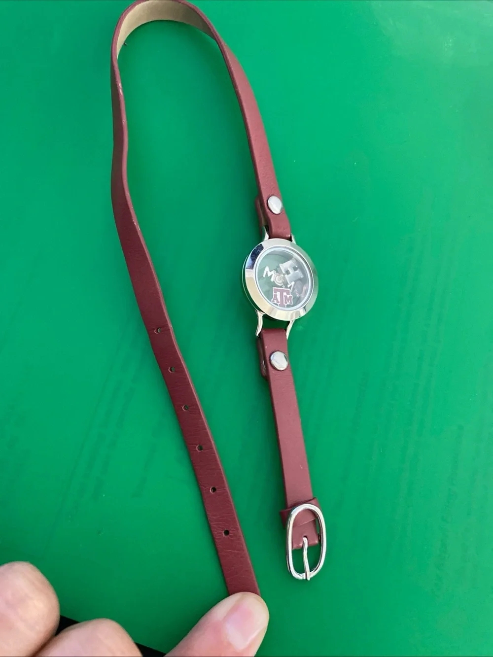 Origami Owl Maroon Leather Wrap Locket Bracelet Watch